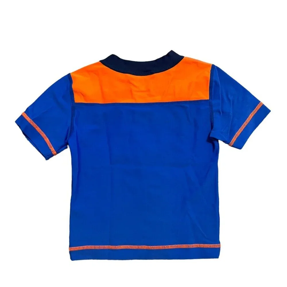 Hanna Andersson Sz 80 (18-24m) Orange Blue Tiger Rashguard Swim Shirt